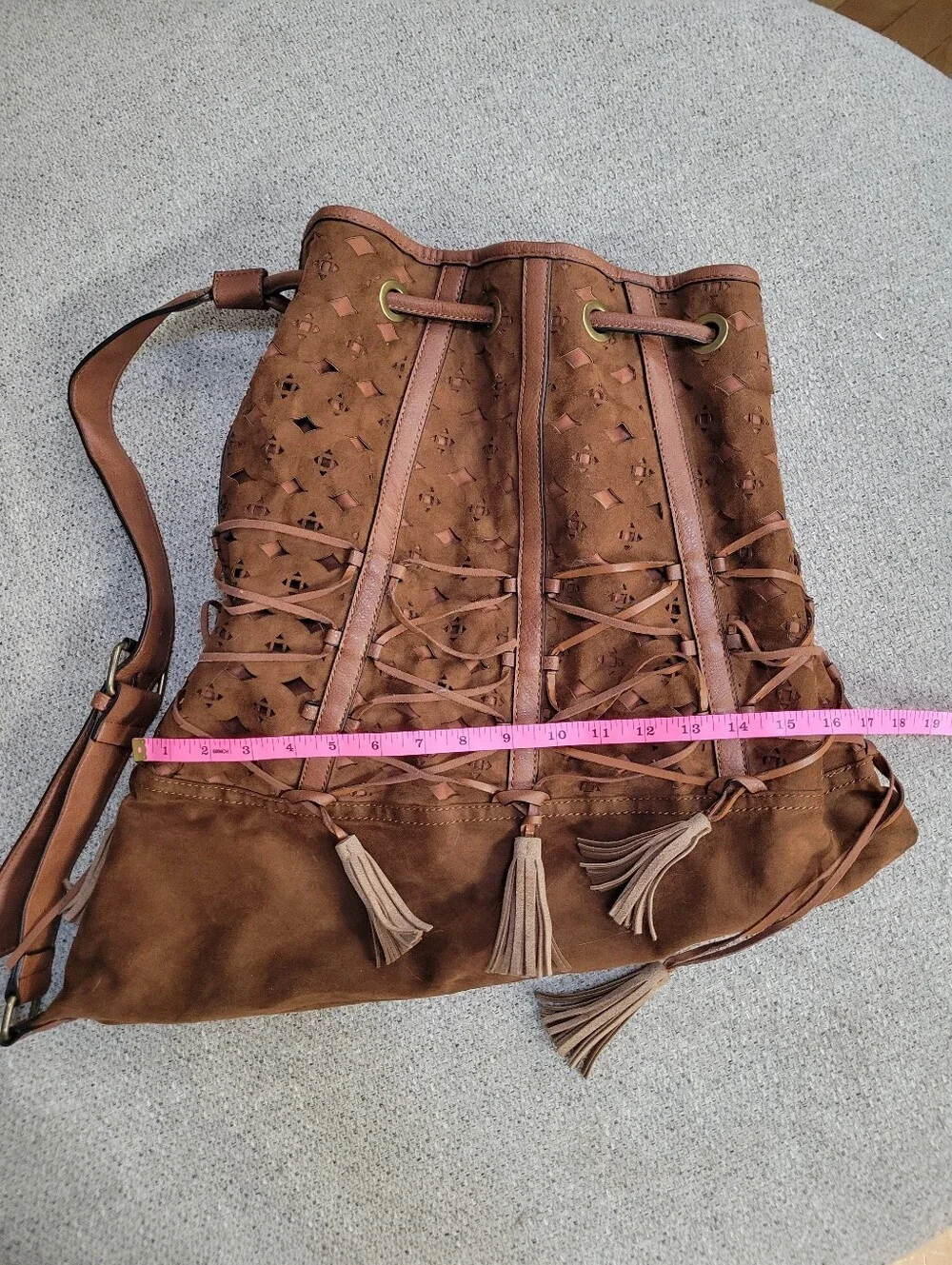 Not Rated Brown Leather Accent Handbag Interior Detail